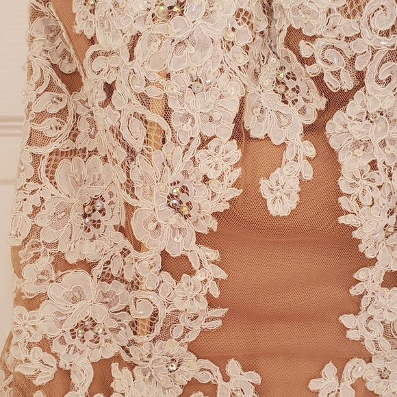 Sherri hill white/nude lace strapless cocktail dress - Picture 6 of 10